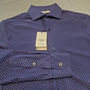 Murano Slim Fit S Navy Collezione x Canclini Techno L/S Button Shirt NWT L1002